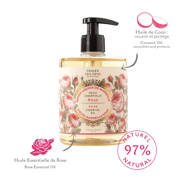 Savon de Marseille liquide – Rose Envoûtante 500ml