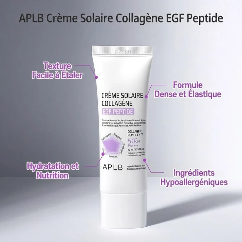 Crème Solaire SPF50+ Collagène EGF Peptides