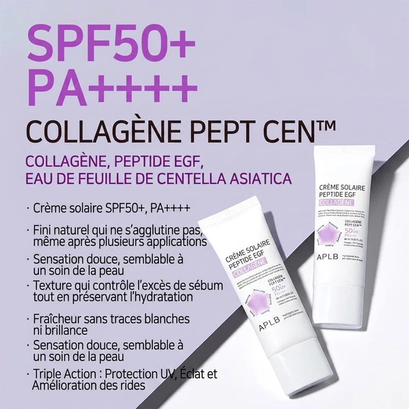 Crème Solaire SPF50+ Collagène EGF Peptides