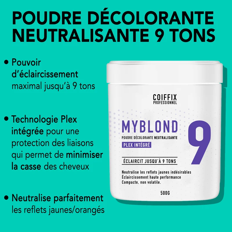 Pack Oxydant 40 Vol + 3 Sachets Poudres Décolorantes 9 Tons MyBlond Coiffix Professionnel