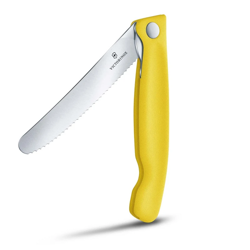 Coltello tavola ondulato pieghevole - manico giallo
