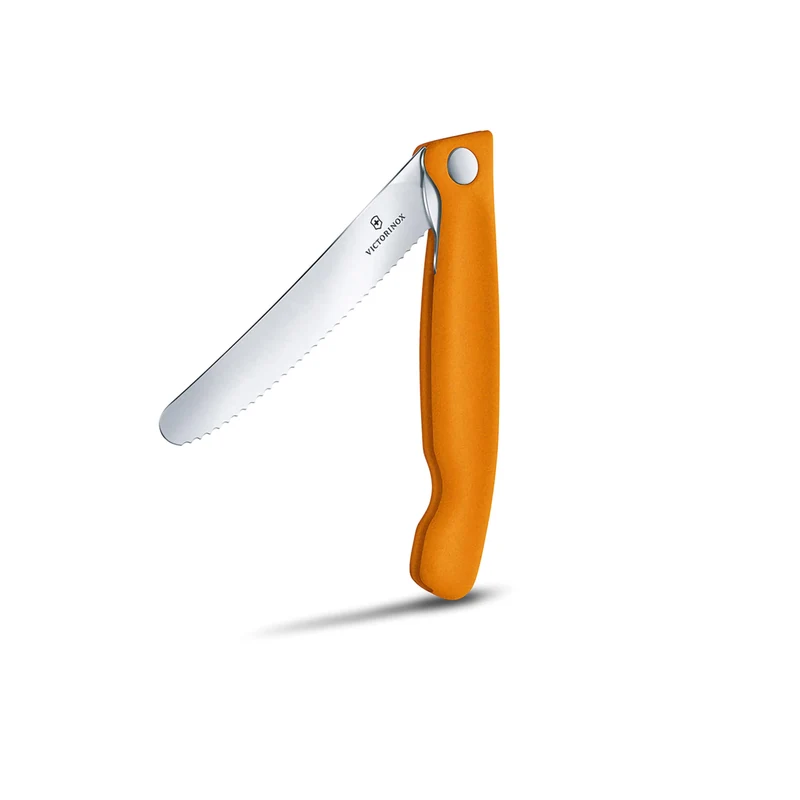 Coltello tavola ondulato pieghevole - manico arancione