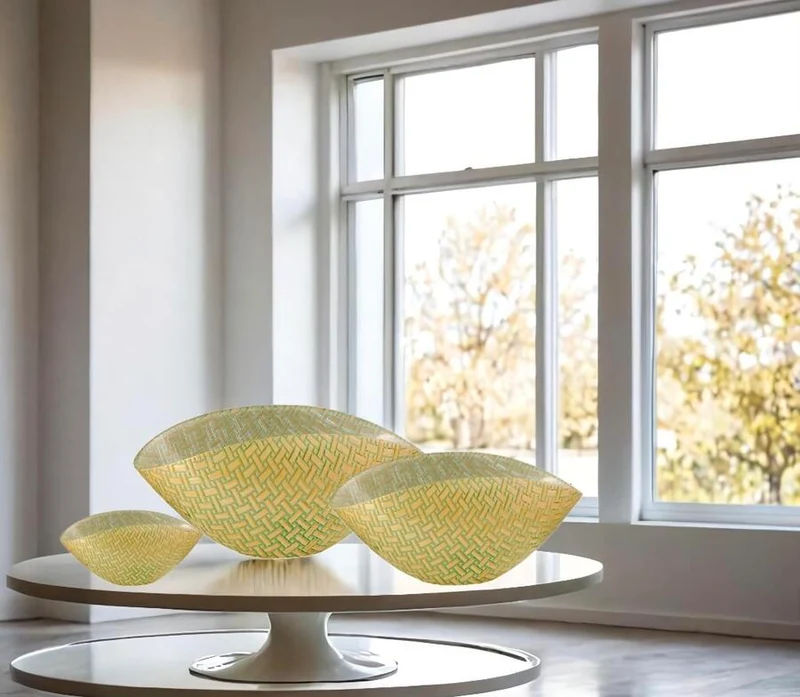 "Pattern" Centro tavola - 28 X 14 cm / Acqua Mare - Crema
