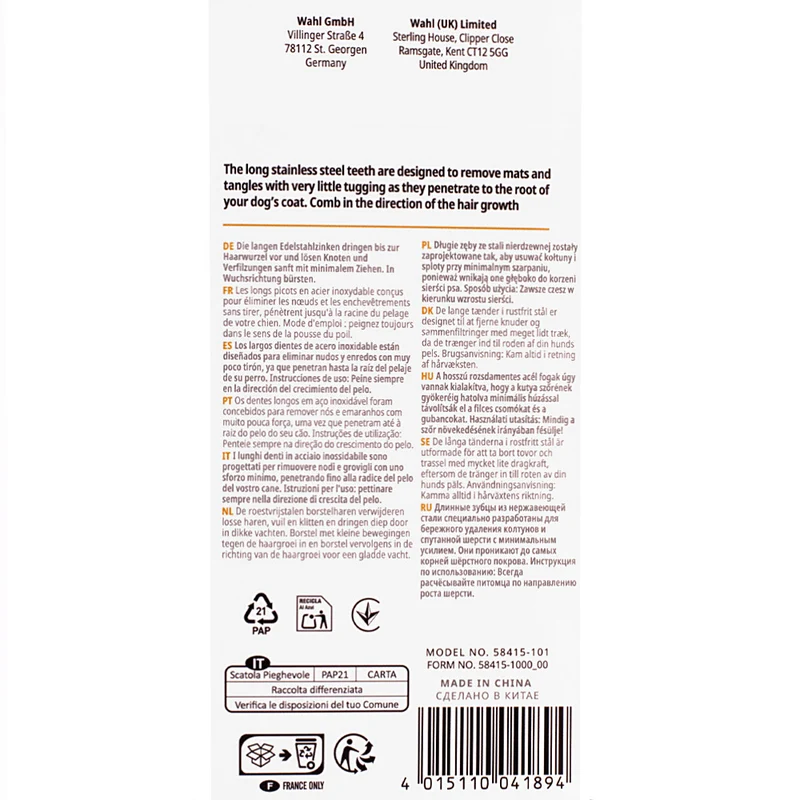 Wahl Pro Pet Grooming Comb