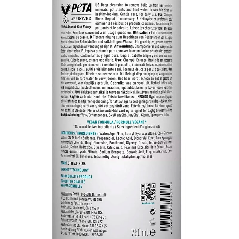 KMS Head Remedy Deep Cleanse Shampoo 750ml - shampooing nettoyage profond