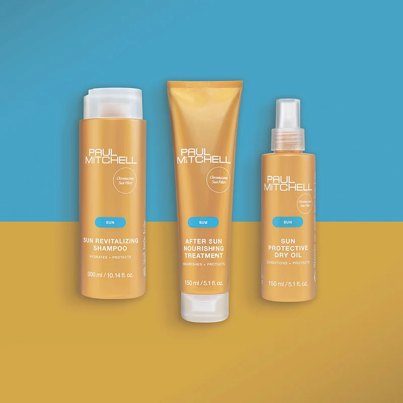 Paul Mitchell Sun Revitalizing Shampoo 300ml After Sun Nourishing Treatment 150ml Protective Dry Oil 150ml