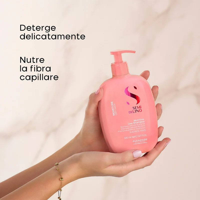 Alfaparf Milano Semi Di Lino Moisture Nutritive Low Shampoo 500ml - shampooing nourrissant doux pour cheveux secs