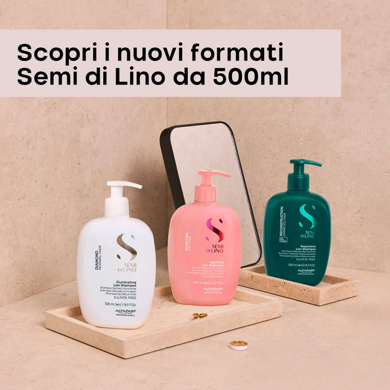Alfaparf Milano Semi Di Lino Diamond Illuminating Low Shampoo 500ml - shampooing doux illuminateur pour cheveux normaux