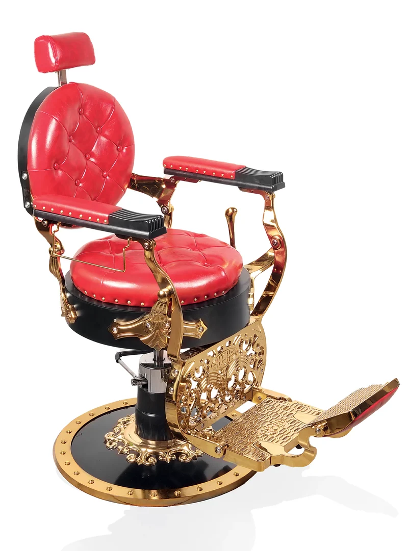 Fauteuil BARBER GOLD Rouge av. repose pied et tete