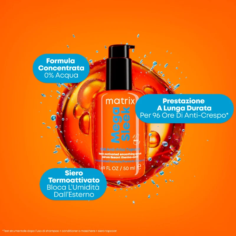 Matrix Haircare Mega Sleek 96h Anti-Frizz Topcoat 50ml - sérum anti-frisottis thermoprotecteur
