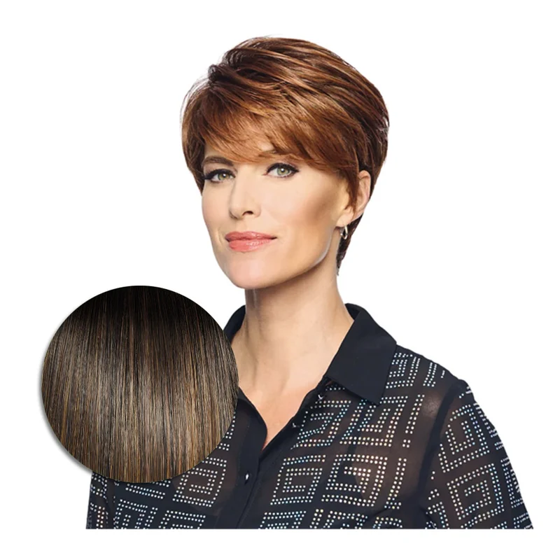 Hairdo Polished Pixie Perruque Marron Noisette Moyen - perruque coupe courte