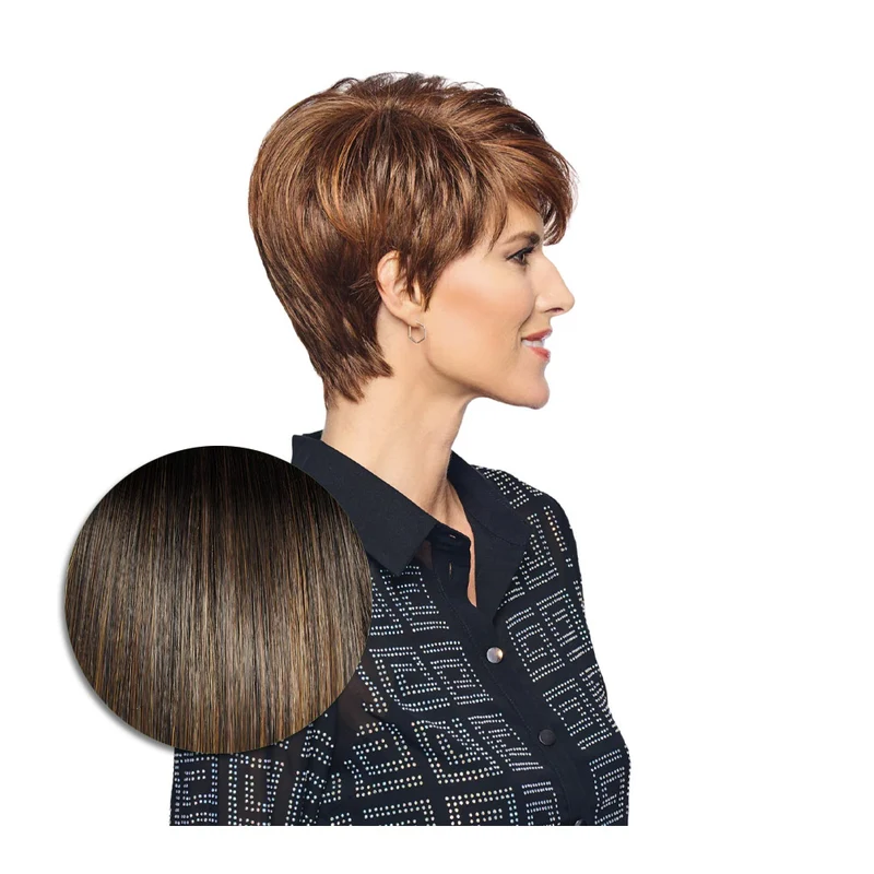 Hairdo Polished Pixie Perruque Marron Noisette Moyen - perruque coupe courte