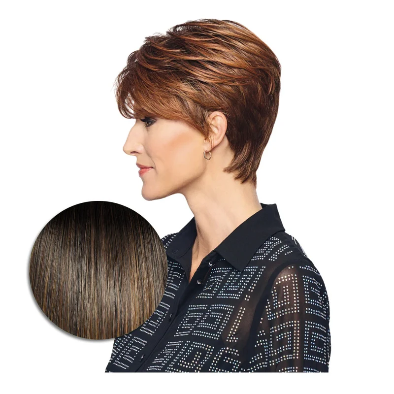 Hairdo Polished Pixie Perruque Marron Noisette Moyen - perruque coupe courte