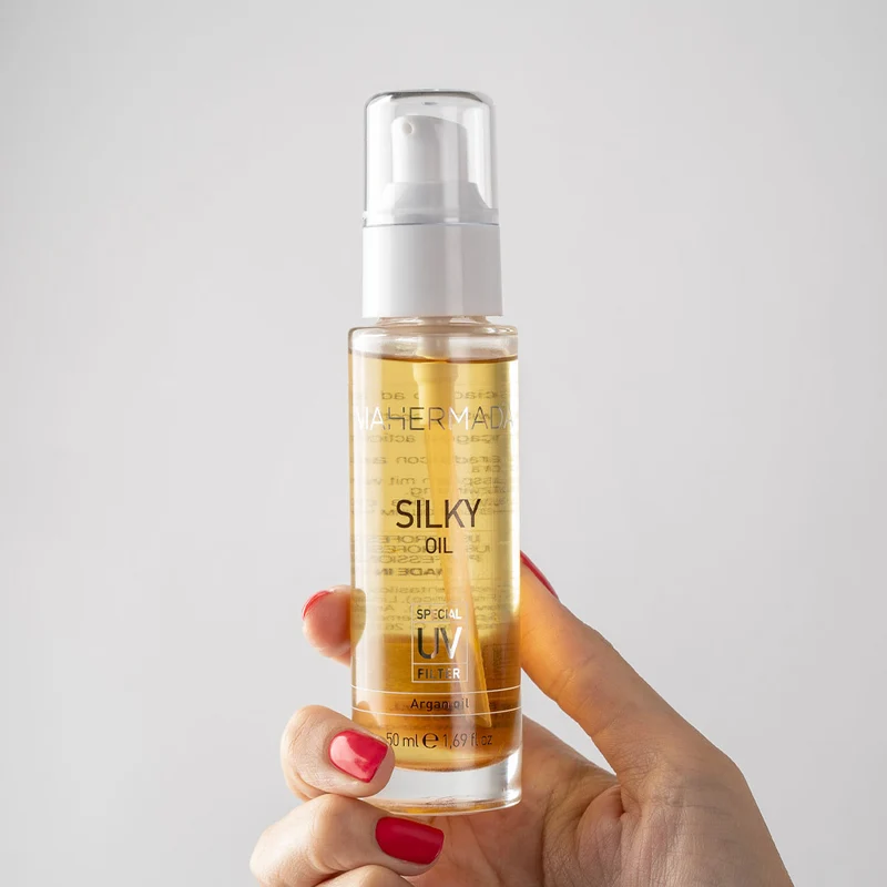 VIAHERMADA Silky Shampoo 250ml Mask 250ml Silky Oil 50ml + Serviette de plage jaune GRATUITE