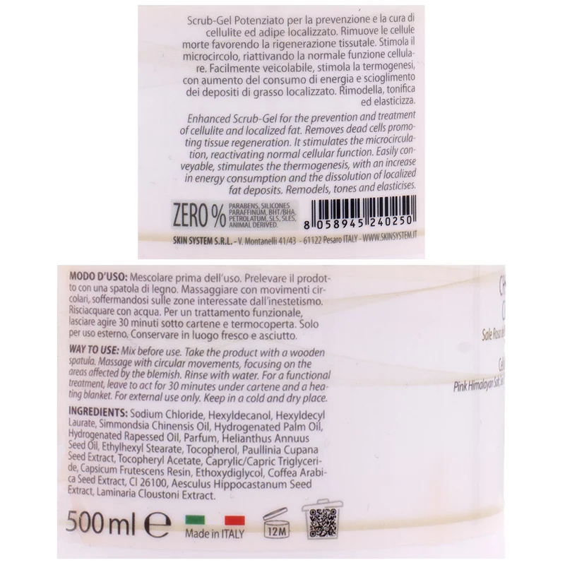 SkinSystem Cellulite and Reducing Himalaya Crystals 500ml - exfoliant multifonctionnel