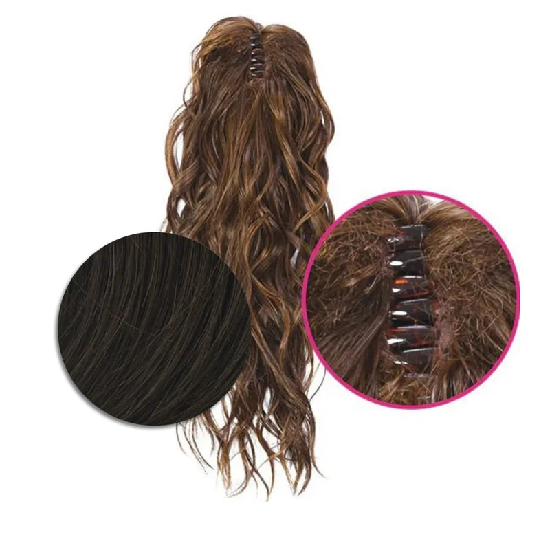 Hairdo Queue de cheval Ondulée A Pince Marron Moyen 46cm - queue de cheval avec vagues de plage