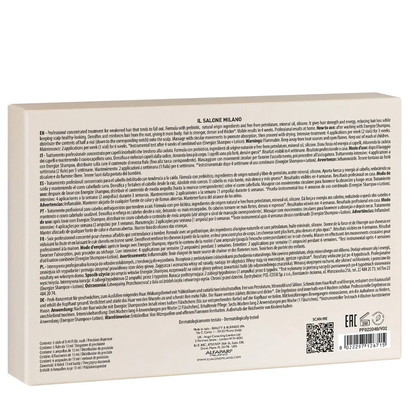 Alfaparf Milano Il Salone Scalp System Energize Lotion Anti Hair Loss Vials 6x13ml - ampoules anti-chute