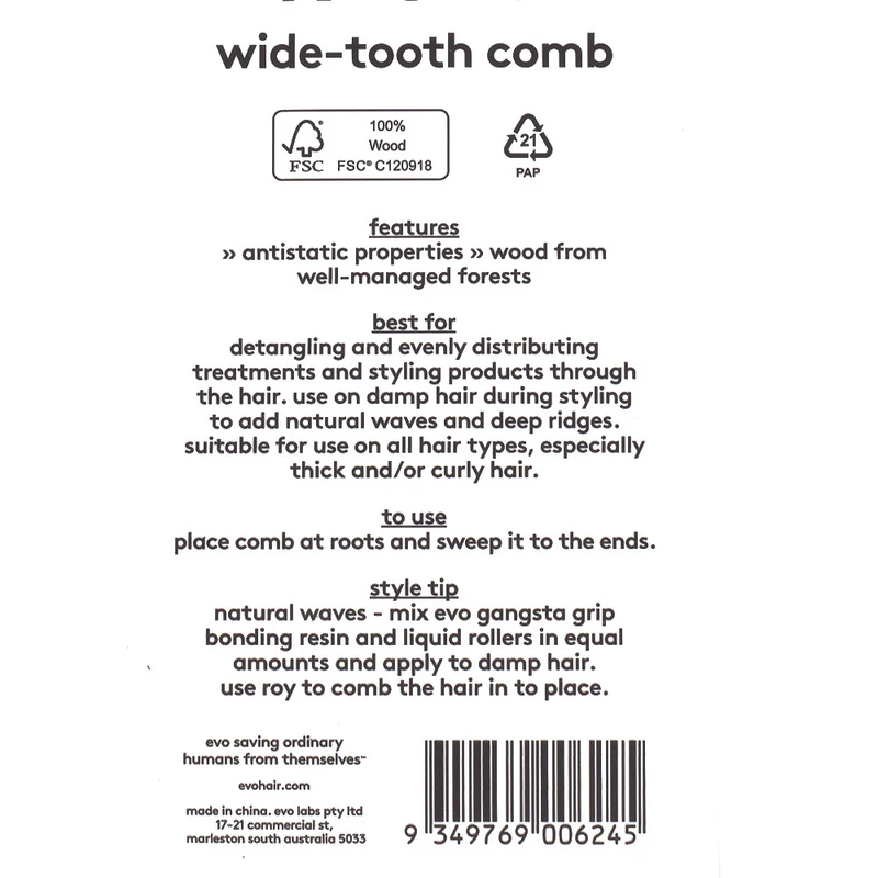 Evo Roy Wide-Tooth Comb - peigne à dents larges