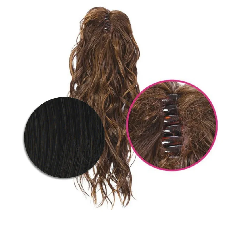 Hairdo Queue de cheval Ondulée A Pince Noir 46cm - queue de cheval avec vagues de plage
