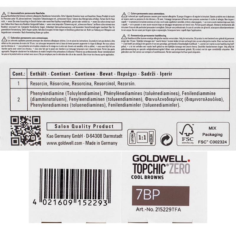 7BP Topchic Zero Cool Browns Mid Beige Pearl Blonde Tb 60ml - coloration permanente sans ammoniaque