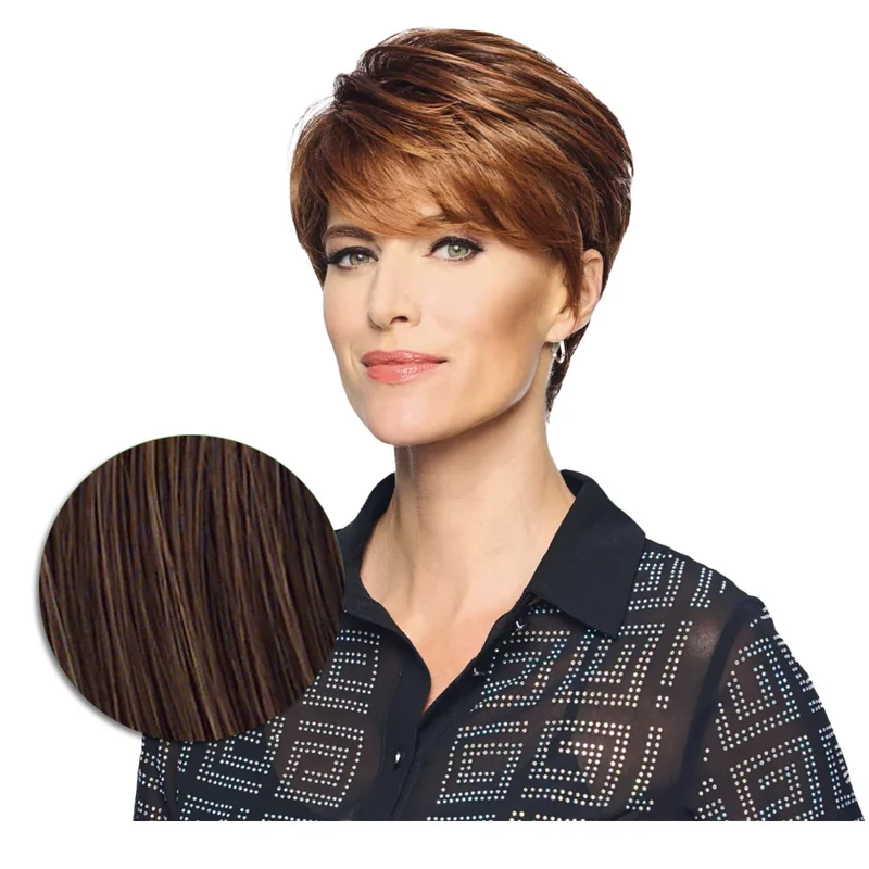 Hairdo Polished Pixie Perruque Marron Cuivré Moyen - perruque coupe courte