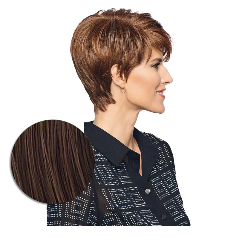 Hairdo Polished Pixie Perruque Marron Cuivré Moyen - perruque coupe courte
