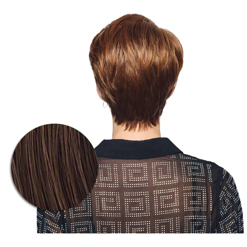 Hairdo Polished Pixie Perruque Marron Cuivré Moyen - perruque coupe courte