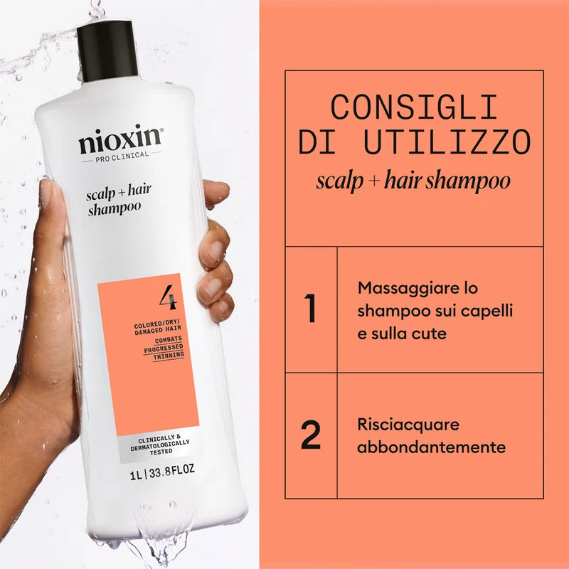 Nioxin Sistema 4 Scalp + Hair Shampoo 1000ml - shampooing fortifiant pour cheveux abîmés