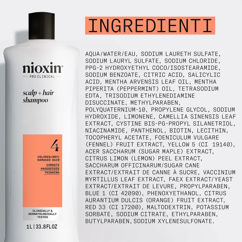 Nioxin Sistema 4 Scalp + Hair Shampoo 1000ml - shampooing fortifiant pour cheveux abîmés