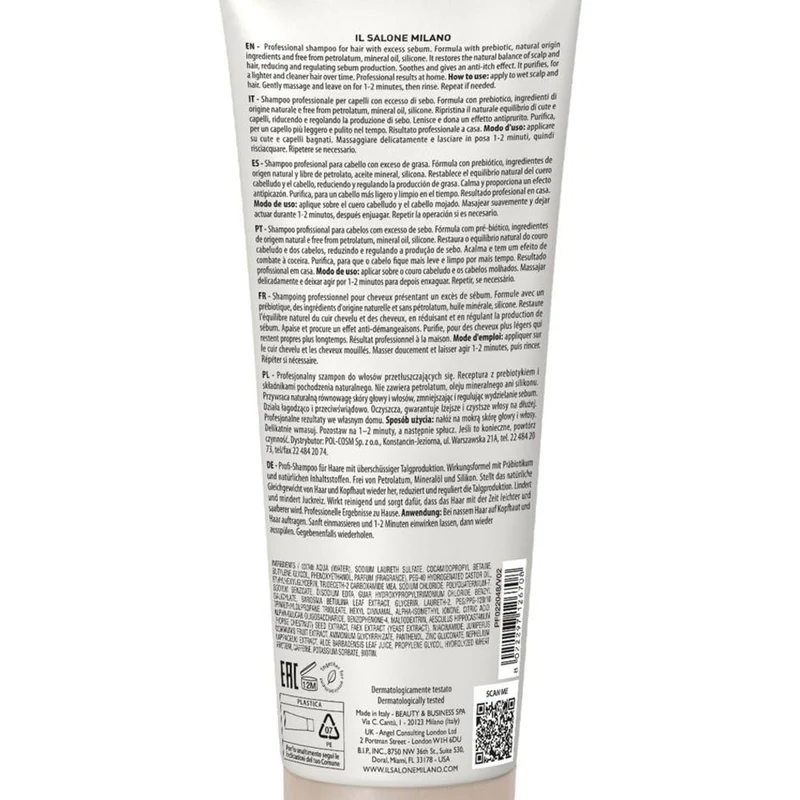 Alfaparf Milano Il Salone Scalp System Anti Sebum Shampoo 250ml - shampoing anti sébum