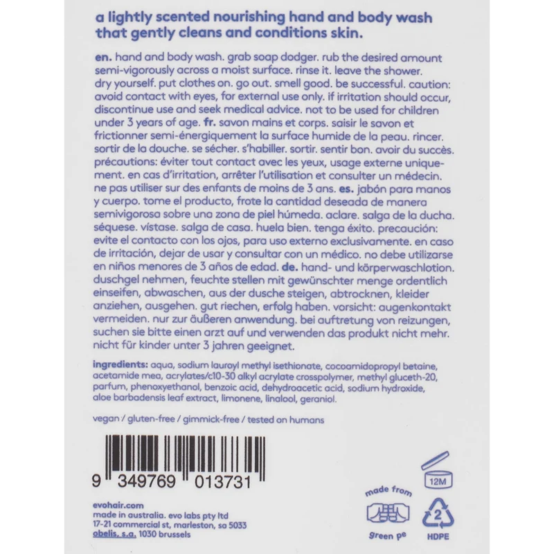 Evo Soap Dodger Body Wash 300ml - nettoyant corps et mains