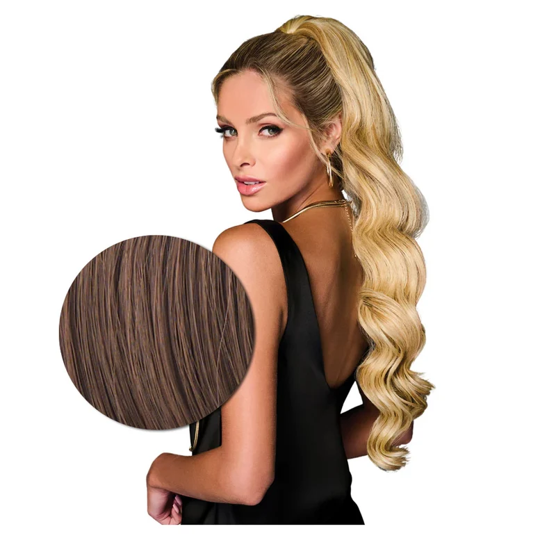 Hairdo Queue de cheval ondulée à Clip Marron Clair Doré R830 69cm