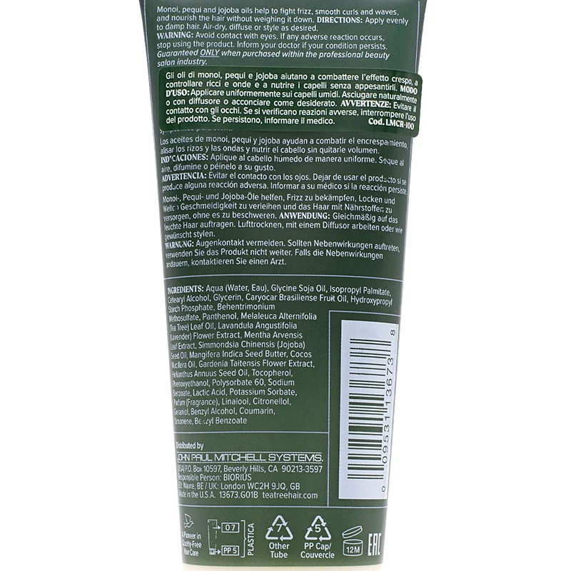 Paul Mitchell Tea Tree Lavender Mint Taming Cream 100ml - crème nourrissante cheveux bouclés