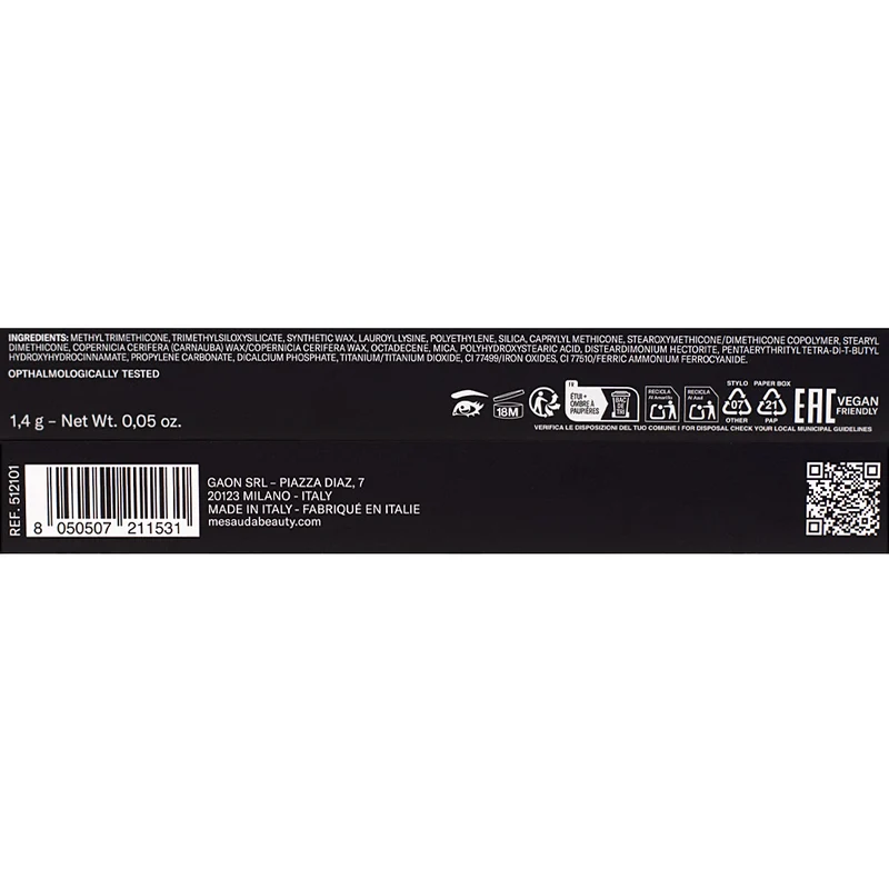 Mesauda Beauty Drawmatic Shadow Blackout 101 1.4gr - ombre à paupières stylo multi-usage