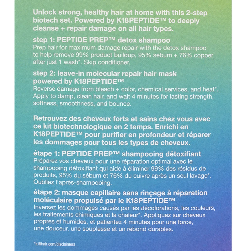 K18 Prep + Repair Duo Pre Shampoo 50ml + Mask 50ml - coffret réparation