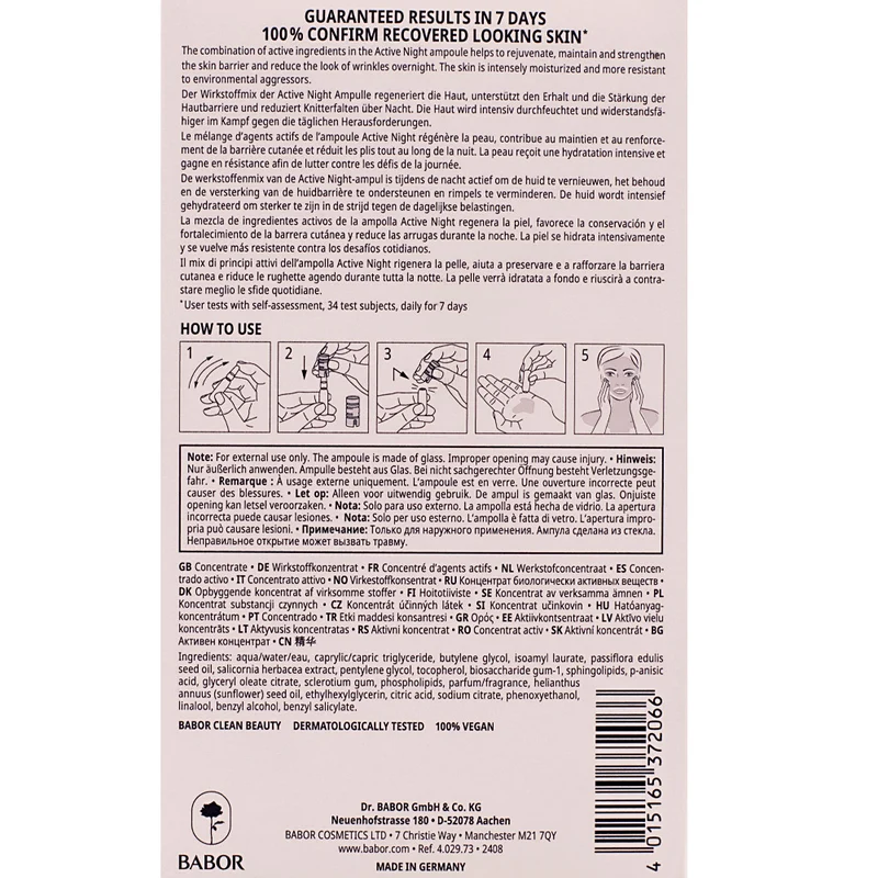 Babor Ampoule Concentrates Active Night 7x2ml - ampoules concentrées anti-âge soin de nuit