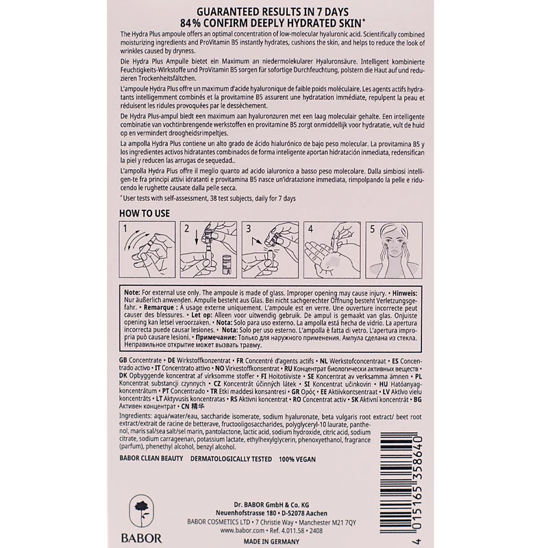 Babor Ampoule Concentrates Hydra Plus 7x2ml - ampoules concentrées peau sèche