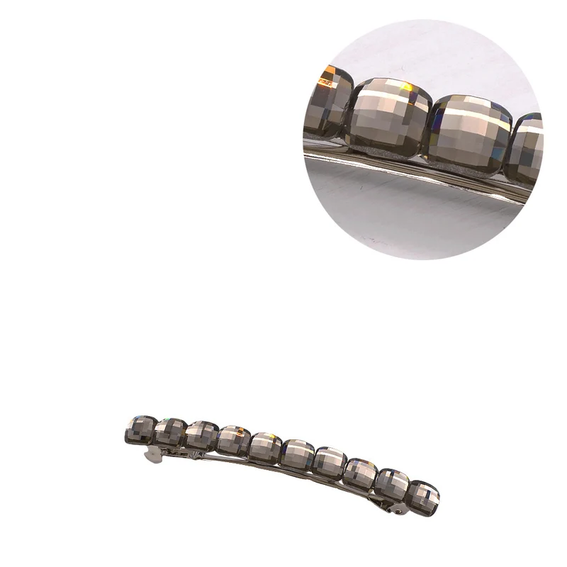 Barrette à cheveux Matic avec cristaux gris tourterelle
