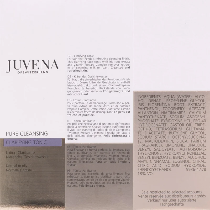 Juvena Pure Cleansing Clarifying Tonic 200ml - tonique purifiant rafraîchissant