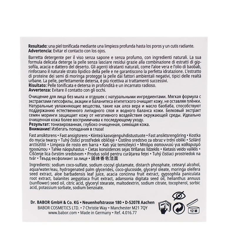 Babor Natural Cleansing Bar + Can 65gr - nettoyant visage solide avec boîte