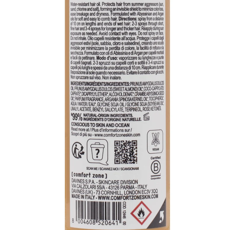 Comfort Zone Sun Soul Hair Oil 100ml - olio emolliente districante
