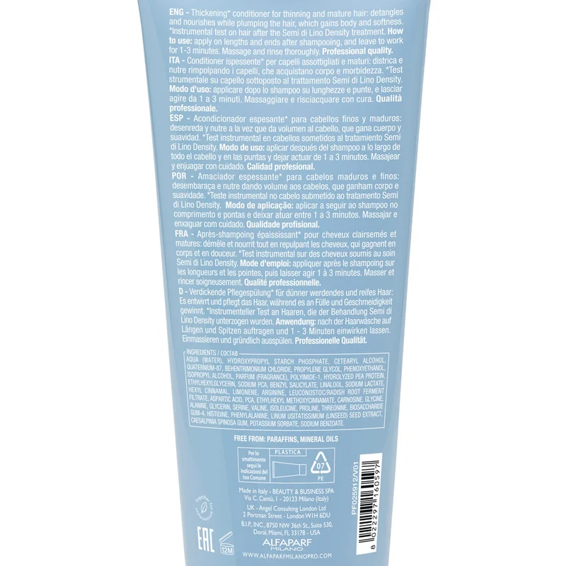 Alfaparf Milano Semi Di Lino Density Thickening Conditioner 200ml - conditionneur épaississant