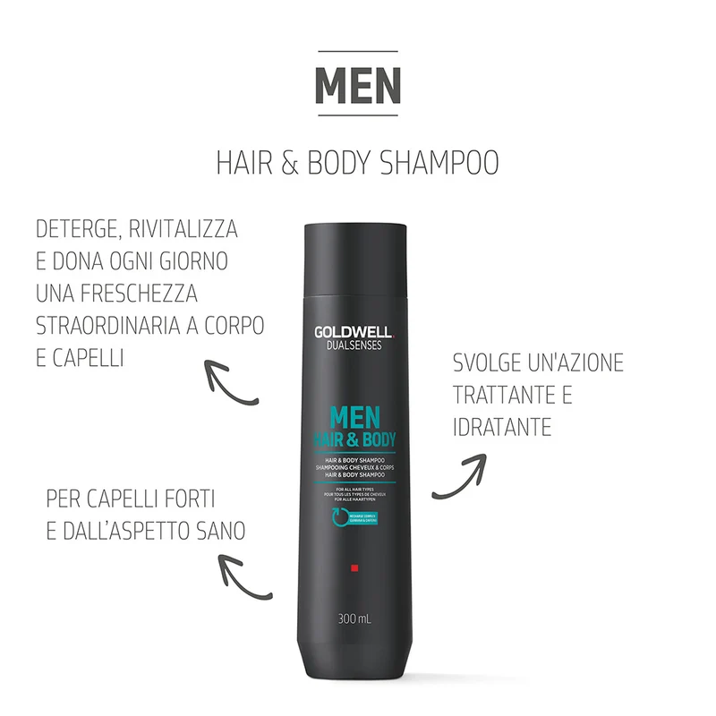 Goldwell Dualsenses men Hair & body shampoo 300ml - shampoing douche pour tous types de cheveux