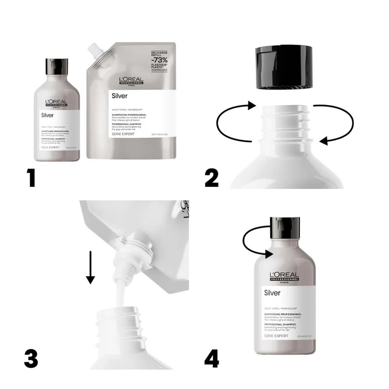 L'Oreal Professionnel Paris Serie Expert Silver Shampoo Refill 500ml - éco-recharge shampoing anti-jaunissement