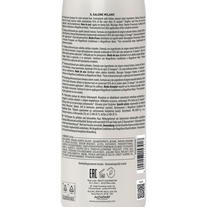 Il Salone Milano Magnificent Shampoo 1000ml - shampoing pour cheveux colorés et traités