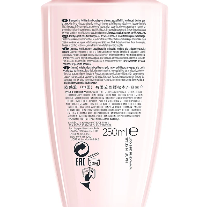 Kerastase Genesis Bain Nutri Fortifiant 250ml - shampooing pour cheveux faibles et secs