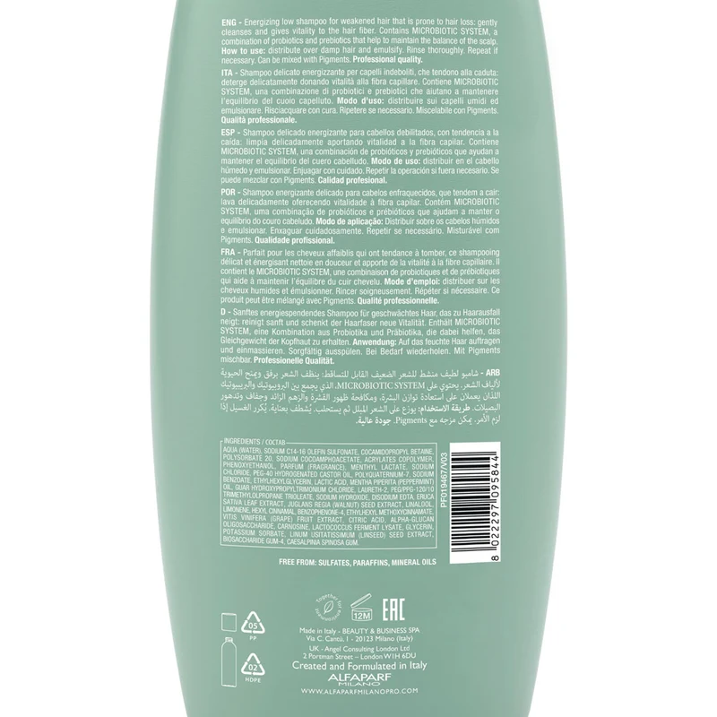Alfaparf Milano Semi Di Lino Scalp Renew Energizing Low Shampoo 1000ml - shampoing énergisant délicat