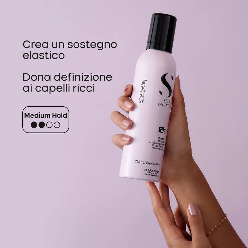 Alfaparf Milano Semi Di Lino Style&Care Flexible Mousse 250ml - mousse coiffante tenue moyenne
