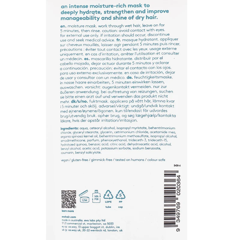 Evo Hydrate The Great Hydrator Moisture Mask 150ml - masque hydratant