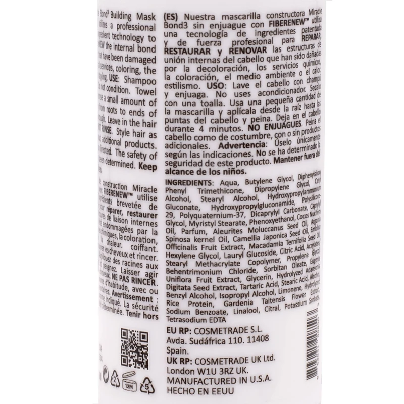Rebond Miracle Bond3 Building Mask 89ml - masque restructurant